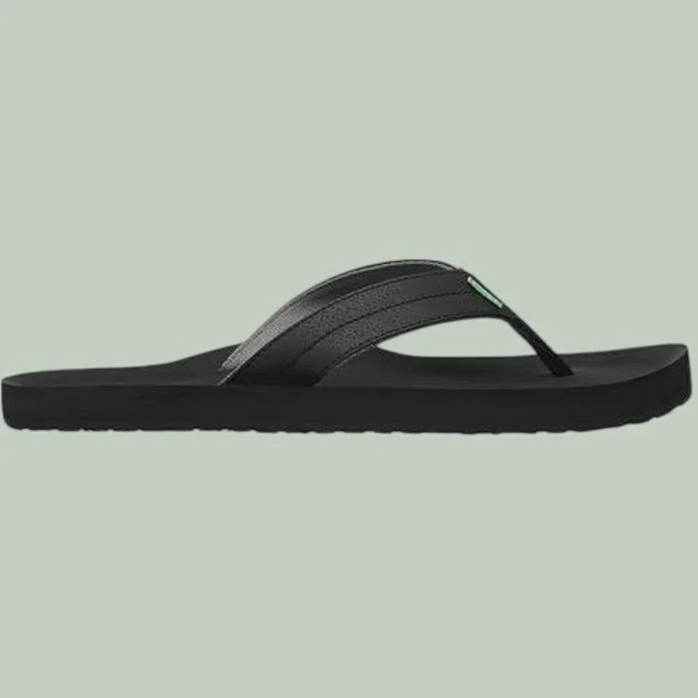 Sanuk mens Burm Black Water Friendly Yoga Mat Flip Flop Sandals Mens Size 9 NEW